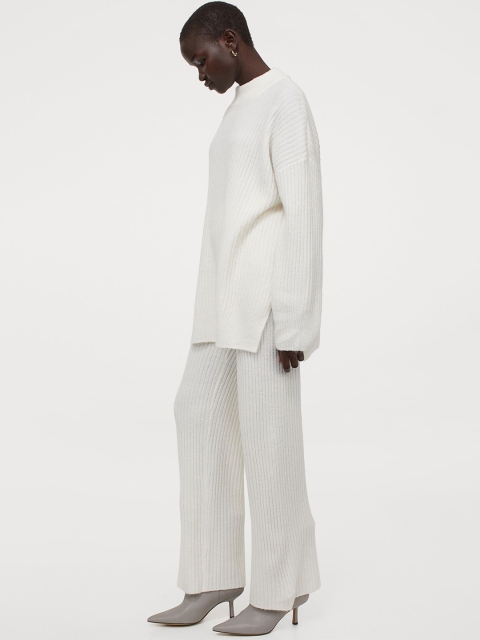 

H&M White Rib-Knit Sustainable Jumper