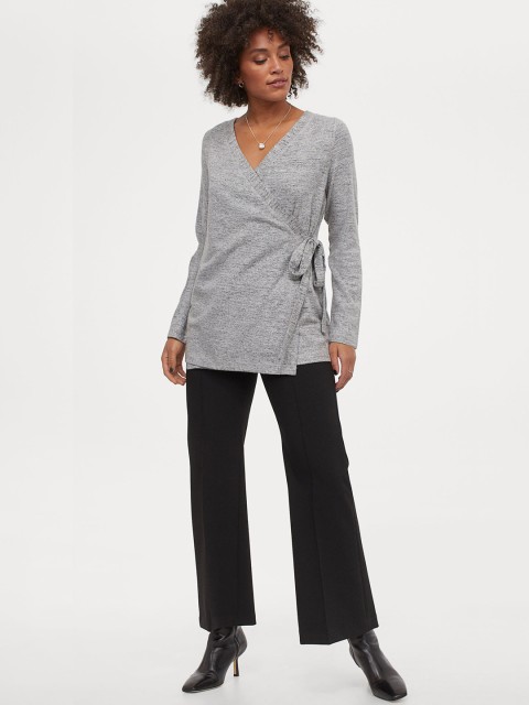 

H&M Women Grey Mama Wrapover Cardigan