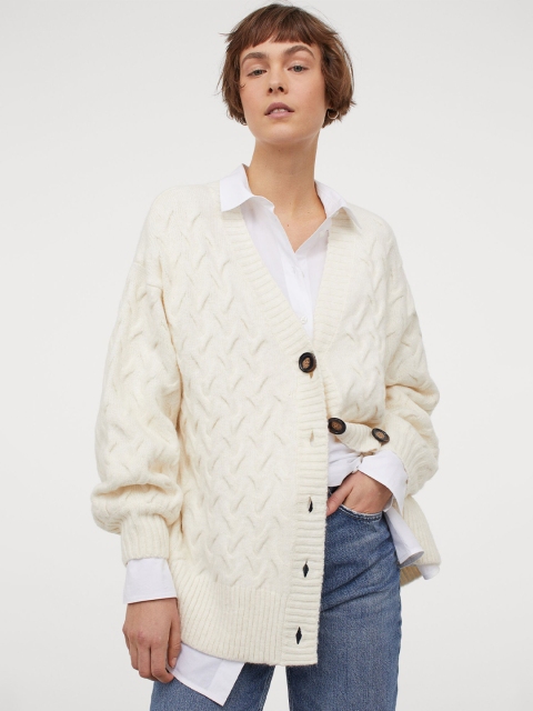 

H&M Women White Oversized Cardigan