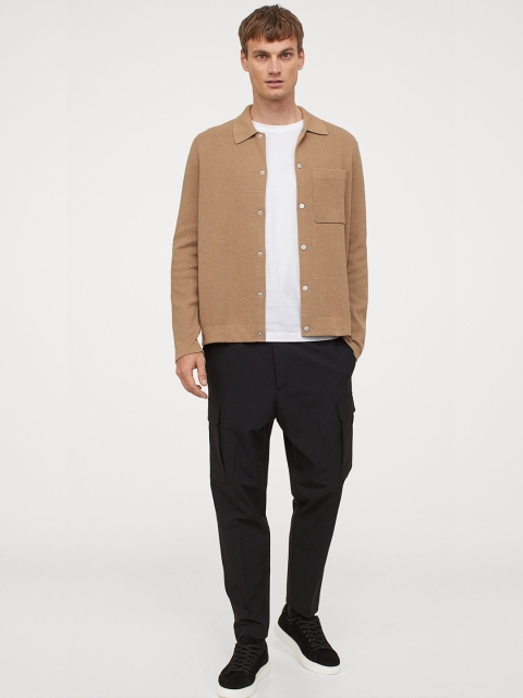 

H&M Men Beige Solid Dressy Sustainable Cardigan