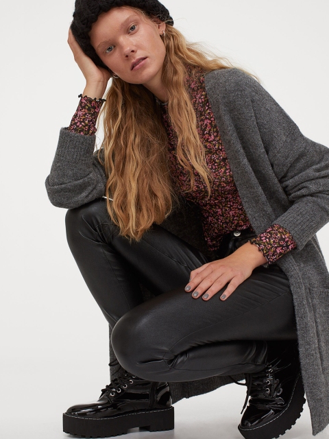 

H&M Women Grey Fine-knit cardigan