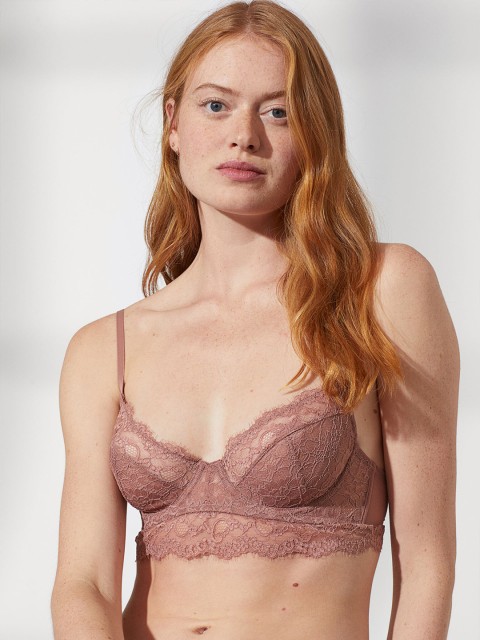 

H&M Women Pink Non-Padded Underwired Lace Bra 0827957012