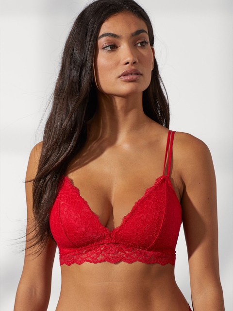 

H&M Women Red Padded Lace Bra 0821397009
