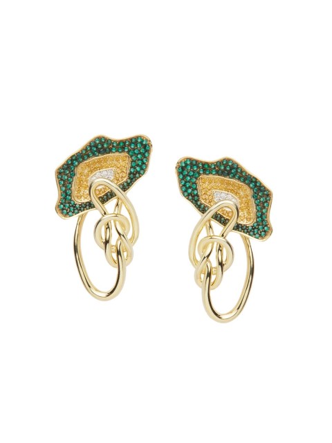 

shaze Gold-Plated & Green Contemporary Drop Earrings