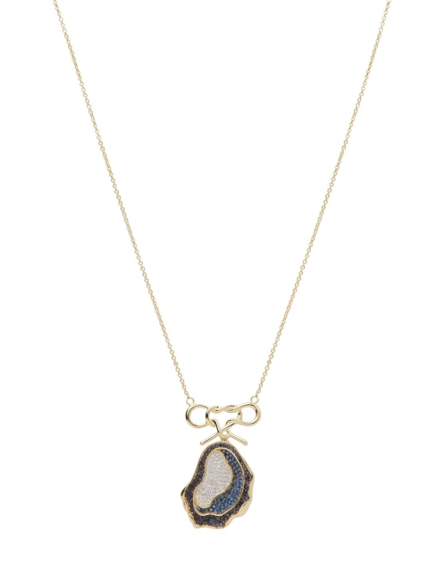 

shaze Rhodium-Plated Gold-Toned Blue & White CZ Studded Pendant With Chain