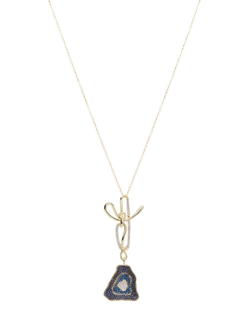 

shaze Women Rhodium-Plated Zircon Studded Pendant, Gold