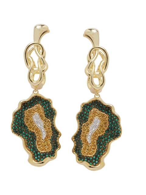 

shaze Gold-Toned & Green Contemporary Studs