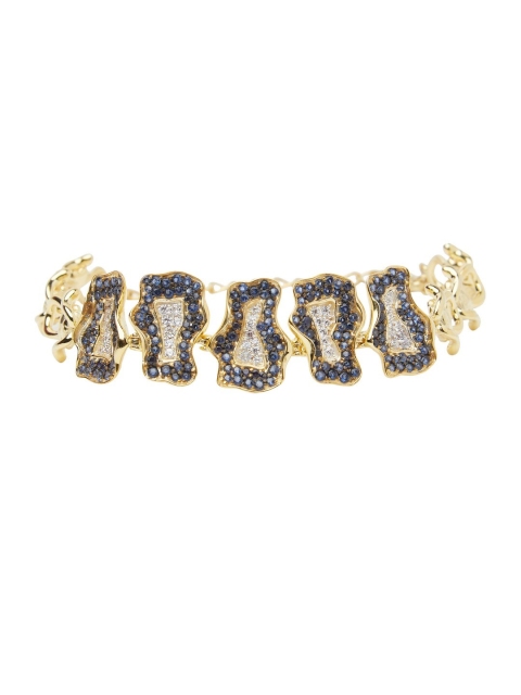 

shaze Gold-Toned & Blue Brass Rhodium-Plated Bracelet