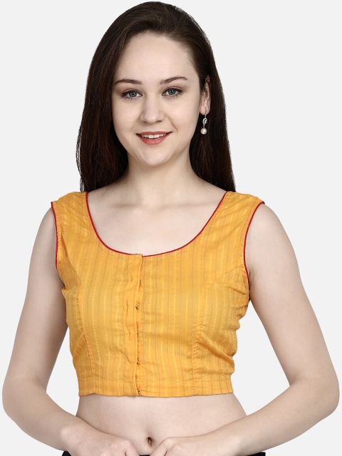

Molcha Women Yellow Solid Saree Blouse