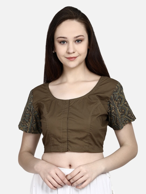 

Molcha Women Brown Ajrak Printed Non-Padded Blouse