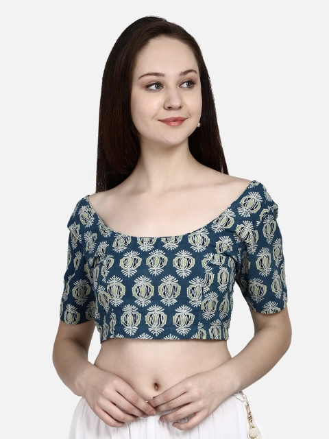 

Molcha Women Blue Ajrak Printed Cotton Blouse