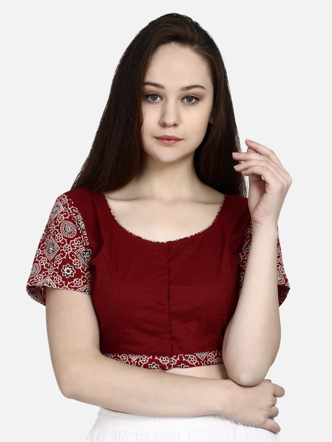 

Molcha Women Maroon Printed Cotton Blouse