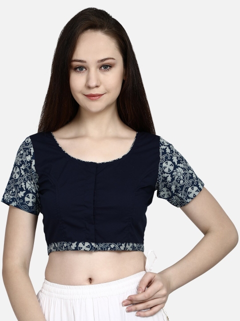 

Molcha Women Blue Sanganeri Cotton Printed Blouse