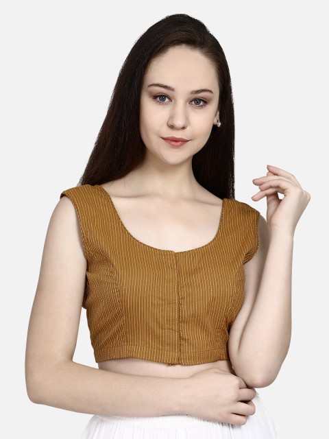 

Molcha Women Yellow & Grey Printed Cotton Saree Blouse