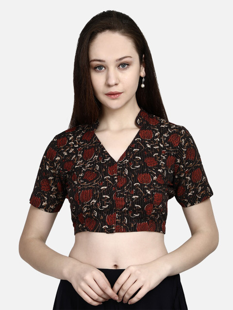 

Molcha Women Maroon Sanganeri Printed Cotton Blouse