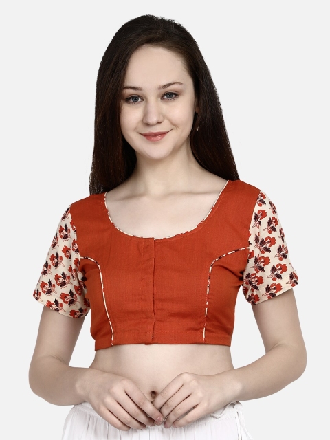 

Molcha Women Rust Printed Saree Blouse