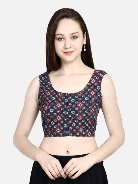 

Molcha Women Blue Ajrak Printed Cotton Blouse