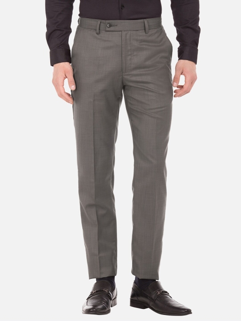 

Excalibur Men Grey Slim Fit Solid Formal Trousers