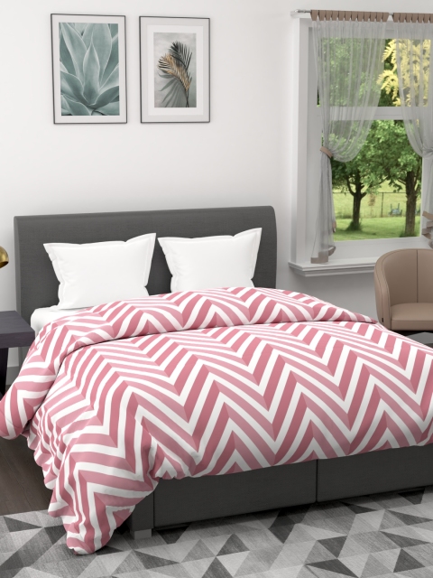

BIANCA Pink & White Geometric AC Room 120 GSM Double Bed Comforter