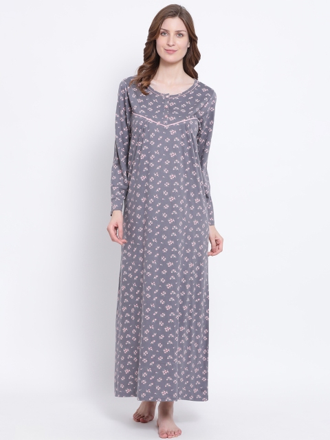 

Kanvin Charcoal Grey Printed Nightdress