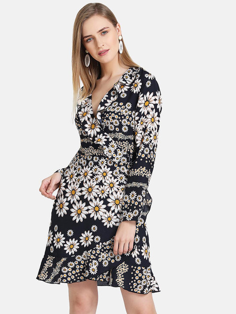 

Kazo Women Black Printed Wrap Dress