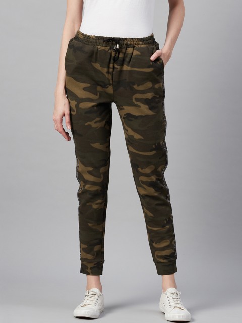 

I AM FOR YOU Women Brown Camouflage Printed Joggers