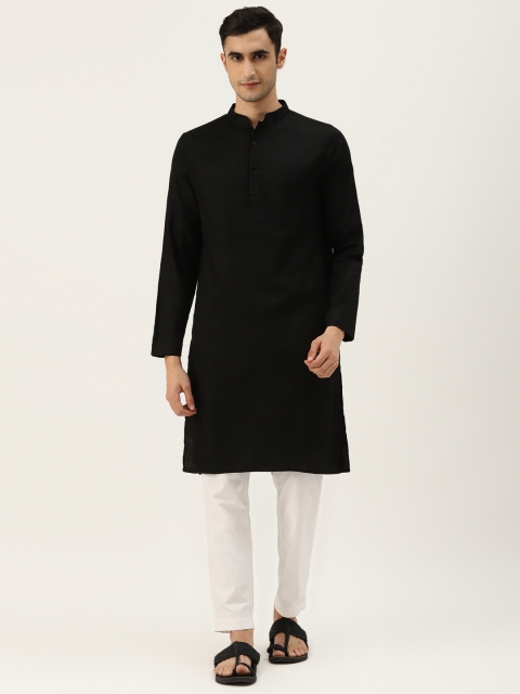 

Molly & Michel Men Black Solid A-Line Kurta