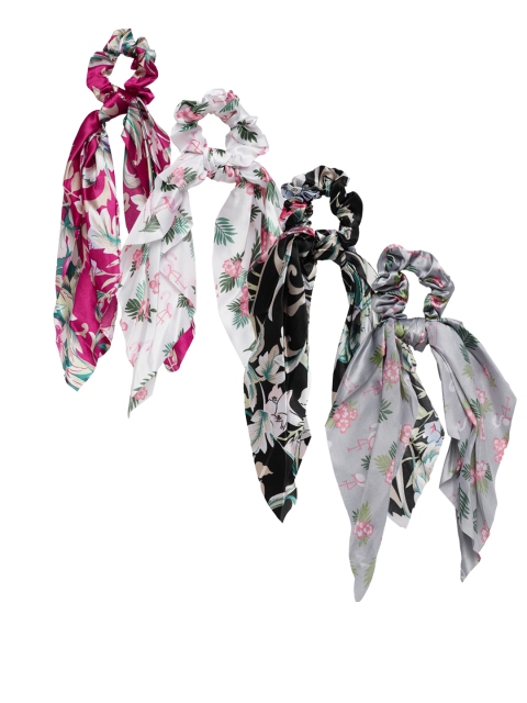 

LAIDA Women Set of 4 Multicoloured Printed Scrunchies with Knot Detail, Multi