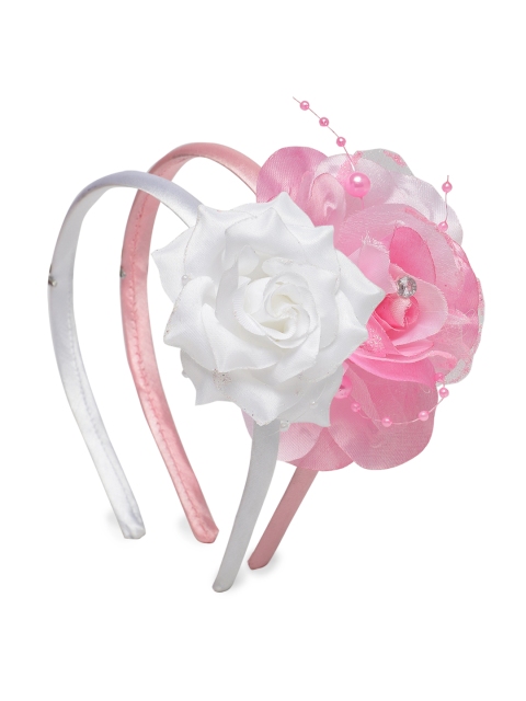 

LAIDA Girls Set of 2 Pink & White Embellished Hairbands