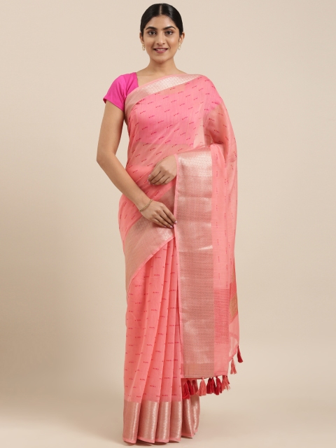 

Triveni Pink Printed Pure Cotton Saree