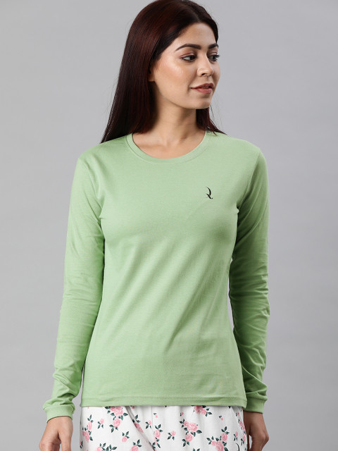 

QUARANTINE Women Green Solid Round Neck T-shirt