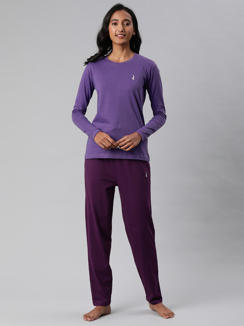 

QUARANTINE Women Purple Solid Night suit