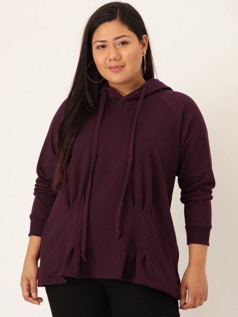 

Revolution Plus Size Women Burgundy Solid Hooded Pullover Sweatshirt