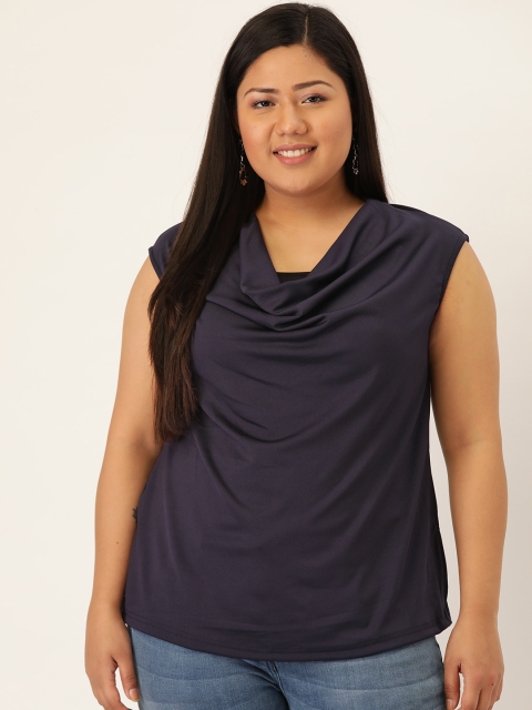 

Revolution Women Plus Size Navy Blue Solid Top