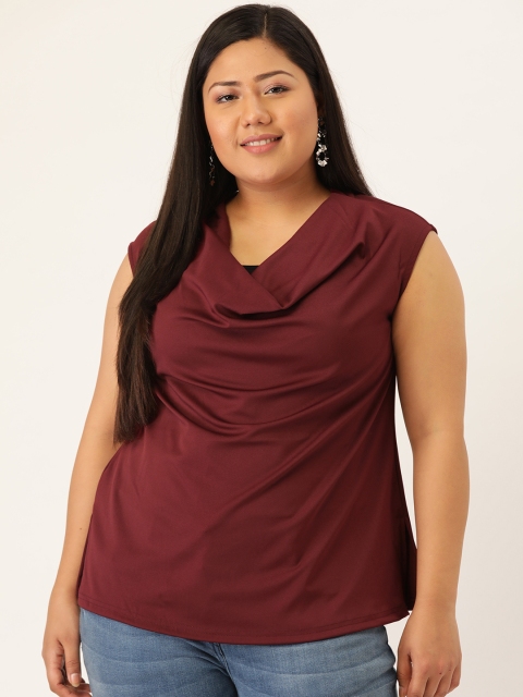 

Revolution Women Plus Size Maroon Solid Top