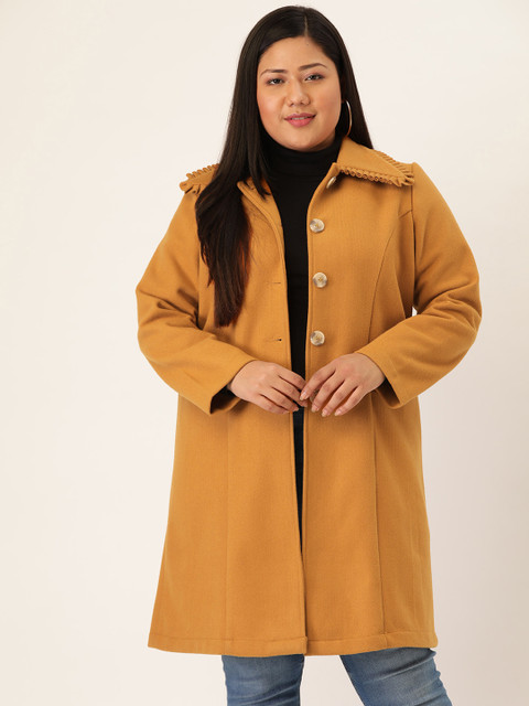 

Revolution Plus Size Women Mustard Yellow Overcoat
