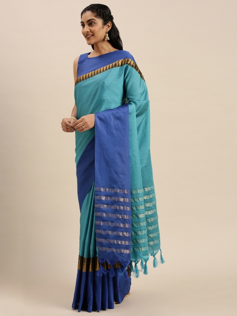 

Blissta Blue Solid Saree