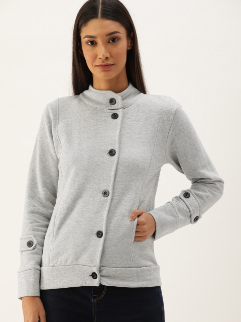 

Campus Sutra Women Grey Solid Windcheater Tailored Jacket