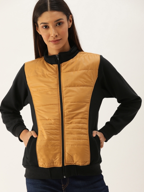 

Campus Sutra Women Black Solid Windcheater Bomber Jacket