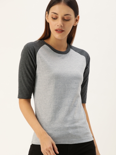 

Campus Sutra Women Grey Colourblocked Top
