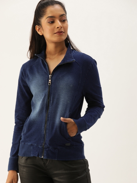 

Campus Sutra Women Blue Solid Open Front Jacket