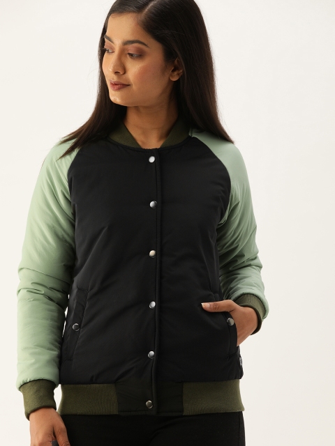 

Campus Sutra Women Black Solid Windcheater Sporty Jacket