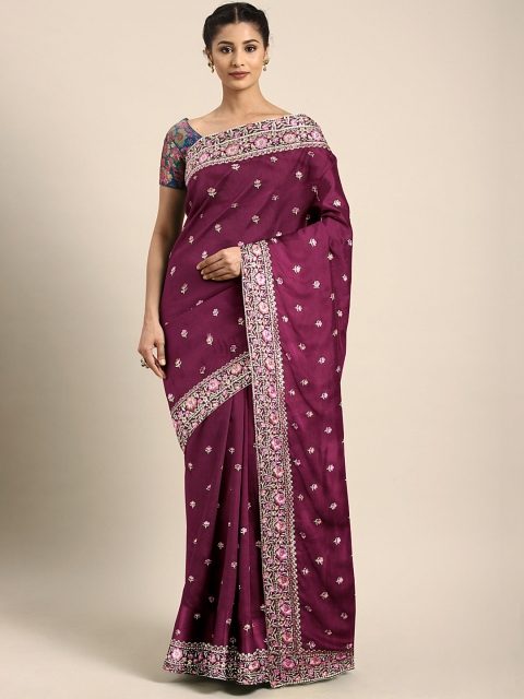 

Neerus Magenta & Pink Pure Crepe Embroidered Saree