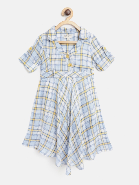 

Bella Moda Girls Blue & Yellow Checked A-Line Dress