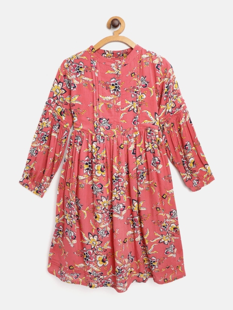 

Bella Moda Girls Peach-Coloured Printed A-Line Dress