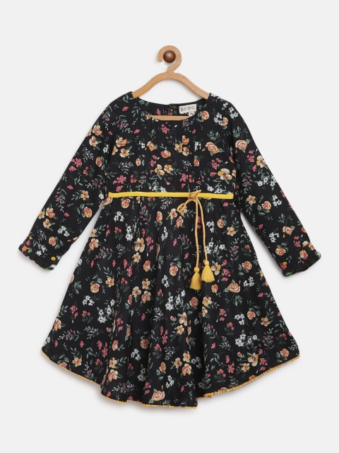 

Bella Moda Girls Black Floral Printed A-Line Dress