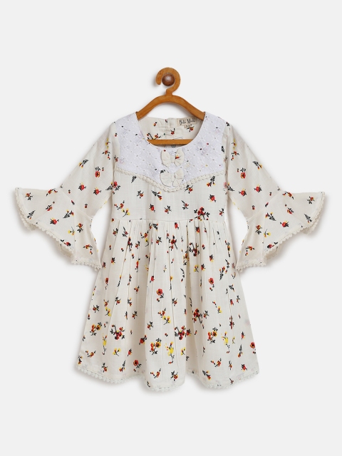 

Bella Moda Girls White & Red Floral Print A-Line Dress