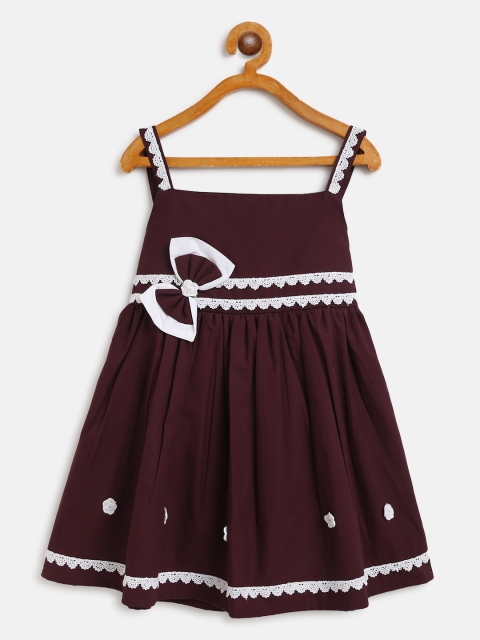 

Bella Moda Girls Burgundy & White Solid Fit & Flare Dress