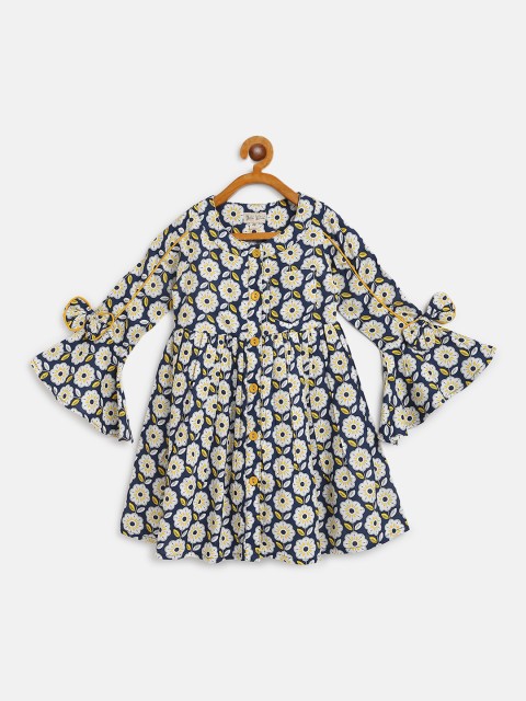 

Bella Moda Girls Blue & White Floral Print Fit & Flare Dress