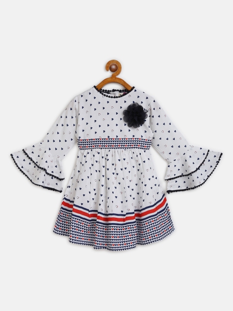 

Bella Moda Girls White & Navy Heart Print Fit & Flare Dress